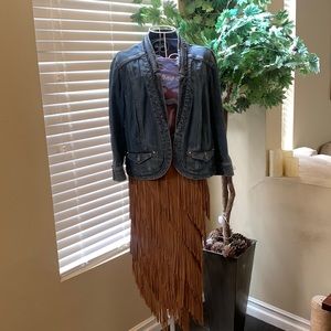 Cute Cropped White House Black Market Fancy Denim Jacket Sz12 Gr8 Condition!